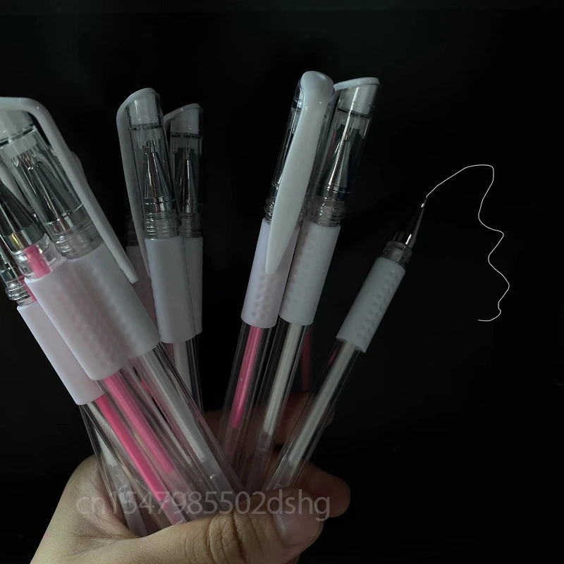 10pcs Pink White Tatoo Gel Marker Pen for PMU Microblading Eyebrow Lip Scribe Skin Positioning Marks Tattoo Positioning Pen