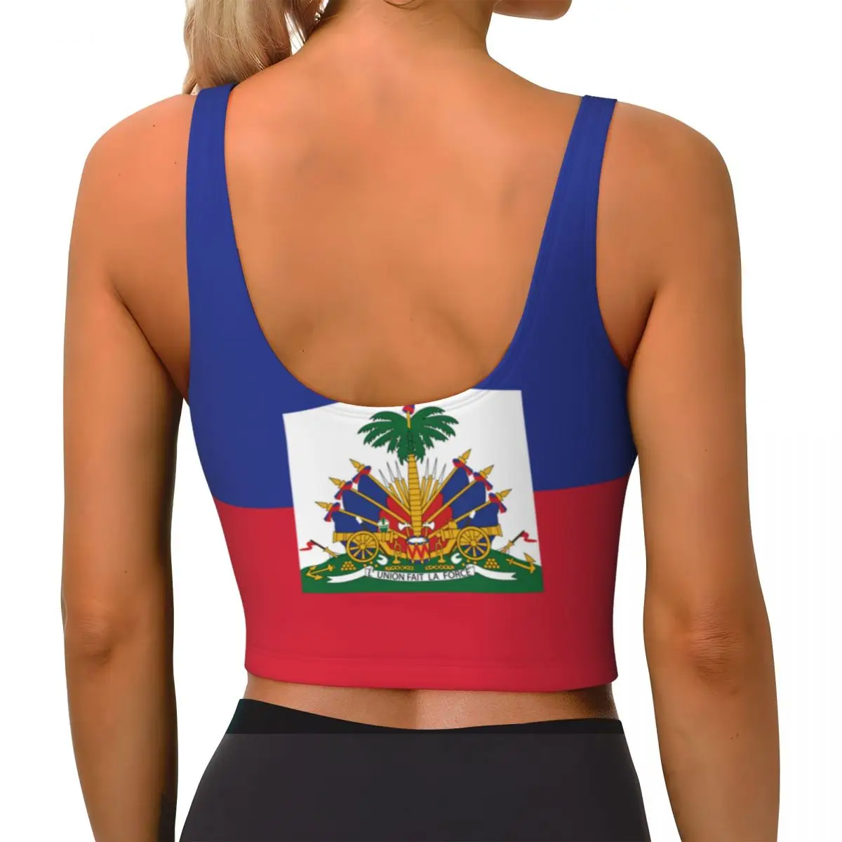 Yoga Vest Women Gym Sports Crop Tops Haiti Flag Streetwear Workout Breathable Tank Top Female