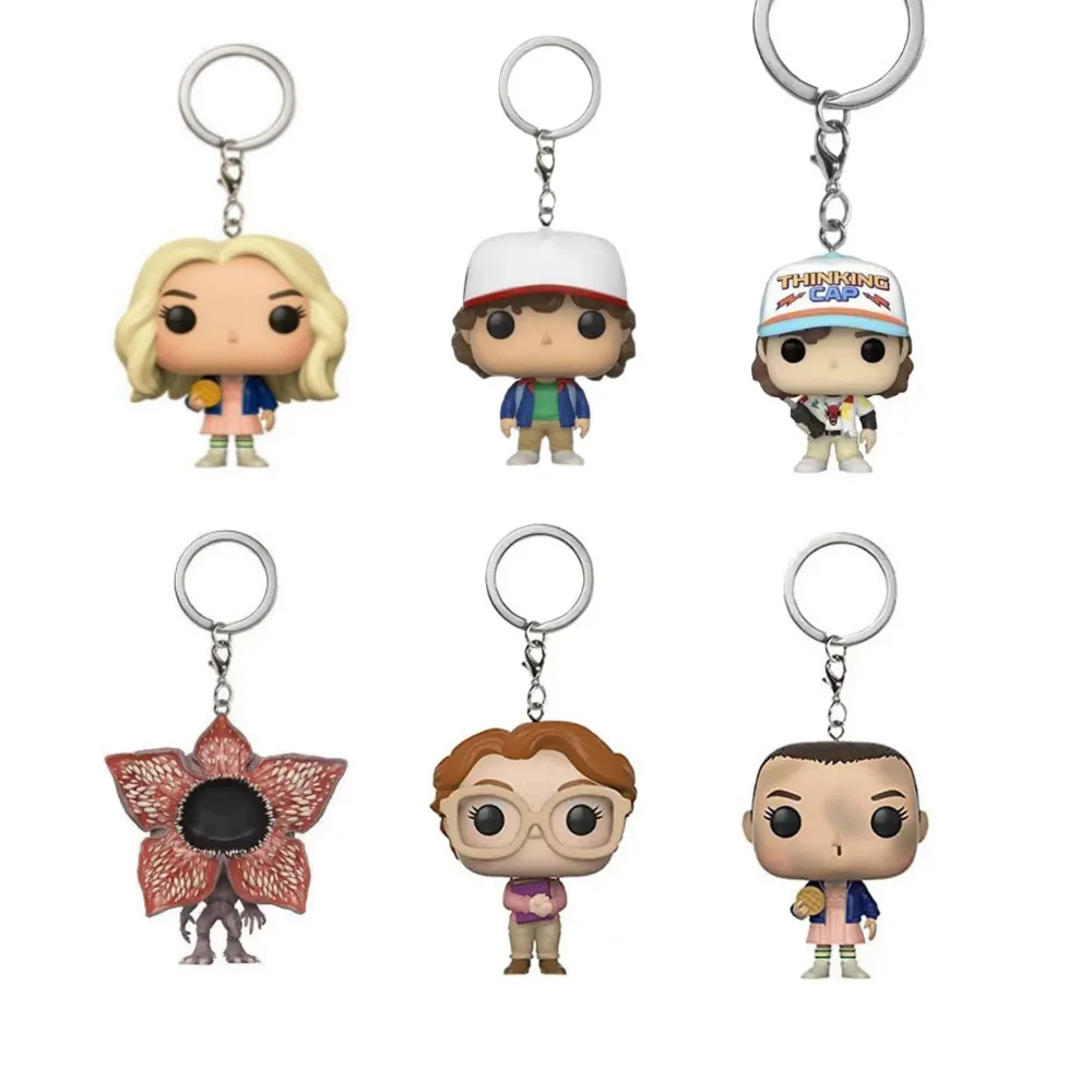 Keychain Action Figure Toy Demogorgon DUSTIN ELEVEN BARB STEVE Keyring for Backpack Ornament Key Toys children's accessories