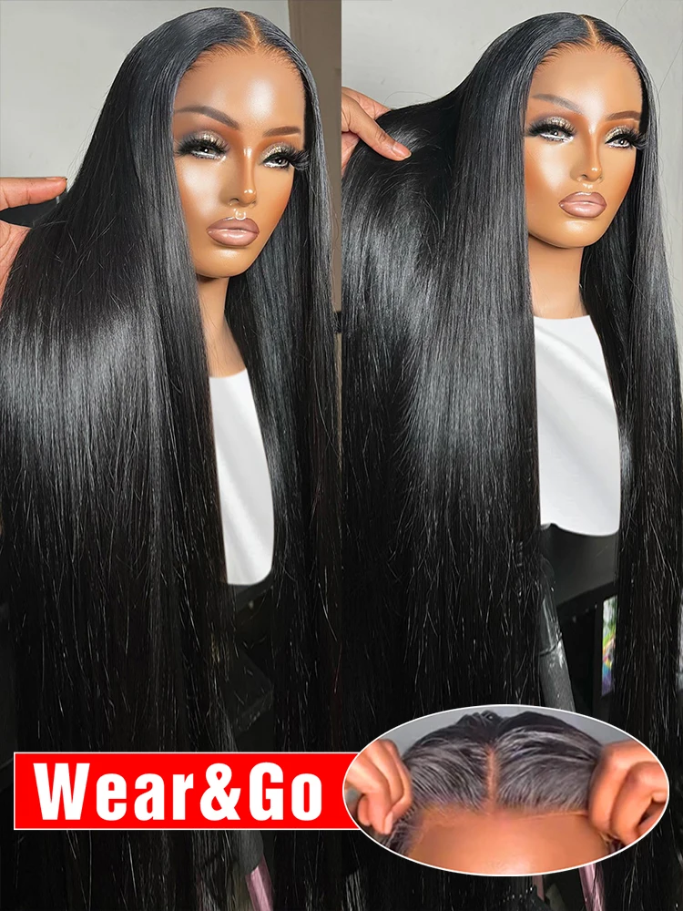 Glueless Wigs Human Hair Ready To Wear Preplucked 40 Inch Straight 13x6 HD Lace Frontal Wig Human Hair Lace Front Wigs For Women