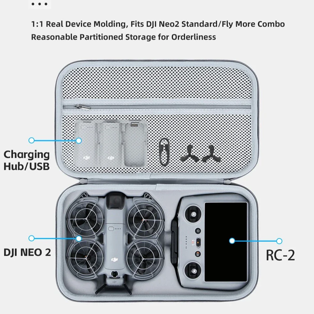 Przenośna Torba PU Wodoodporna Torba na Ramię do Przechowywania DJI NEO 2 RC-N3 RC 2 Pilot Zdalnego Sterowania Drona Akcesoria — zdjęcie produktu 2