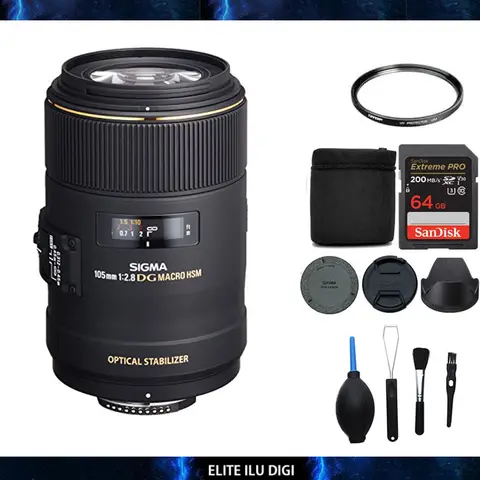 Sigma 105 mm f/2.8 EX DG OS HSM macrolens voor Canon EF Mount (Intl) standaardbundel