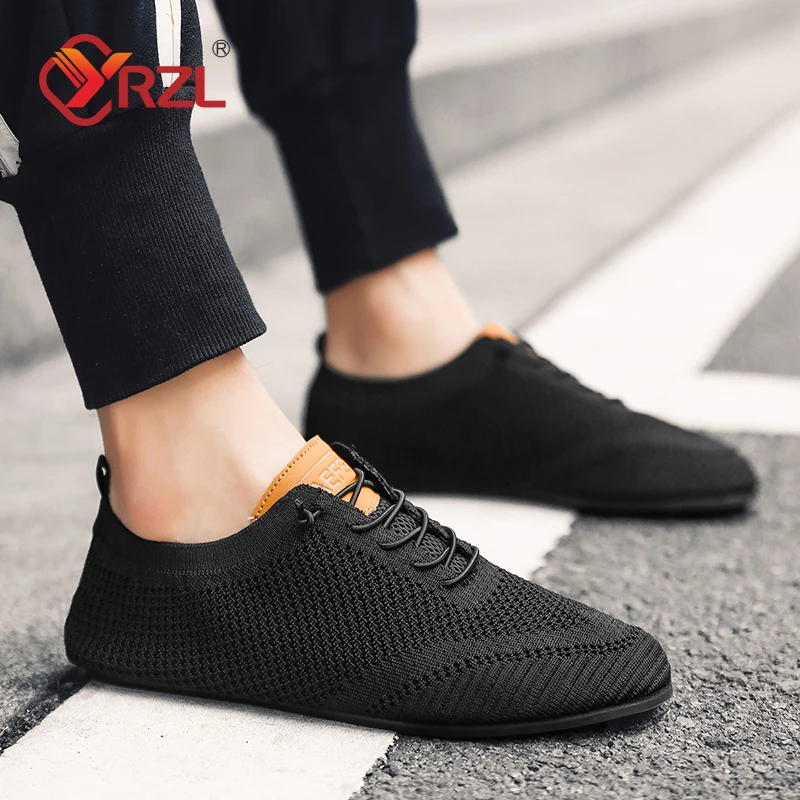 YRZL Mens Shoes Mesh Breathable House Bedroom Slippers Thin Bottom Light Comfortable Solid Color Flat Shoes Casual Walking Shoe