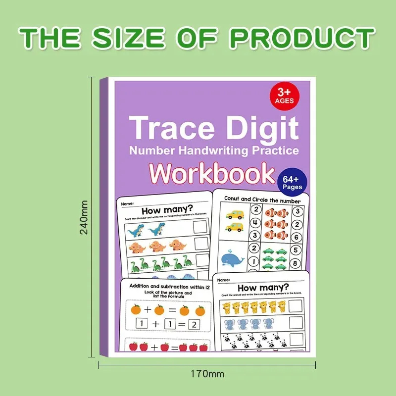 Kids Math Exercise Workbook Early Education Number Operation Training Sheets Fun Pattern Finding Puzzles Educational Activity