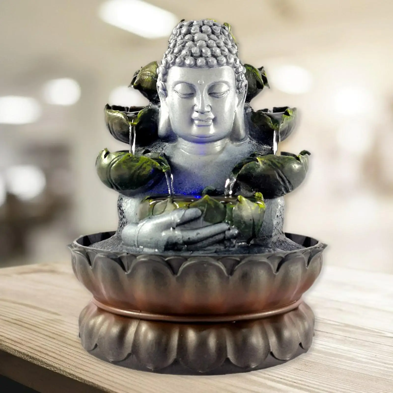 Buddha Tabletop Fountain Bedroom Meditation Water Waterfall Patio Garden Indoor Home Office Deck Statue Deocrs