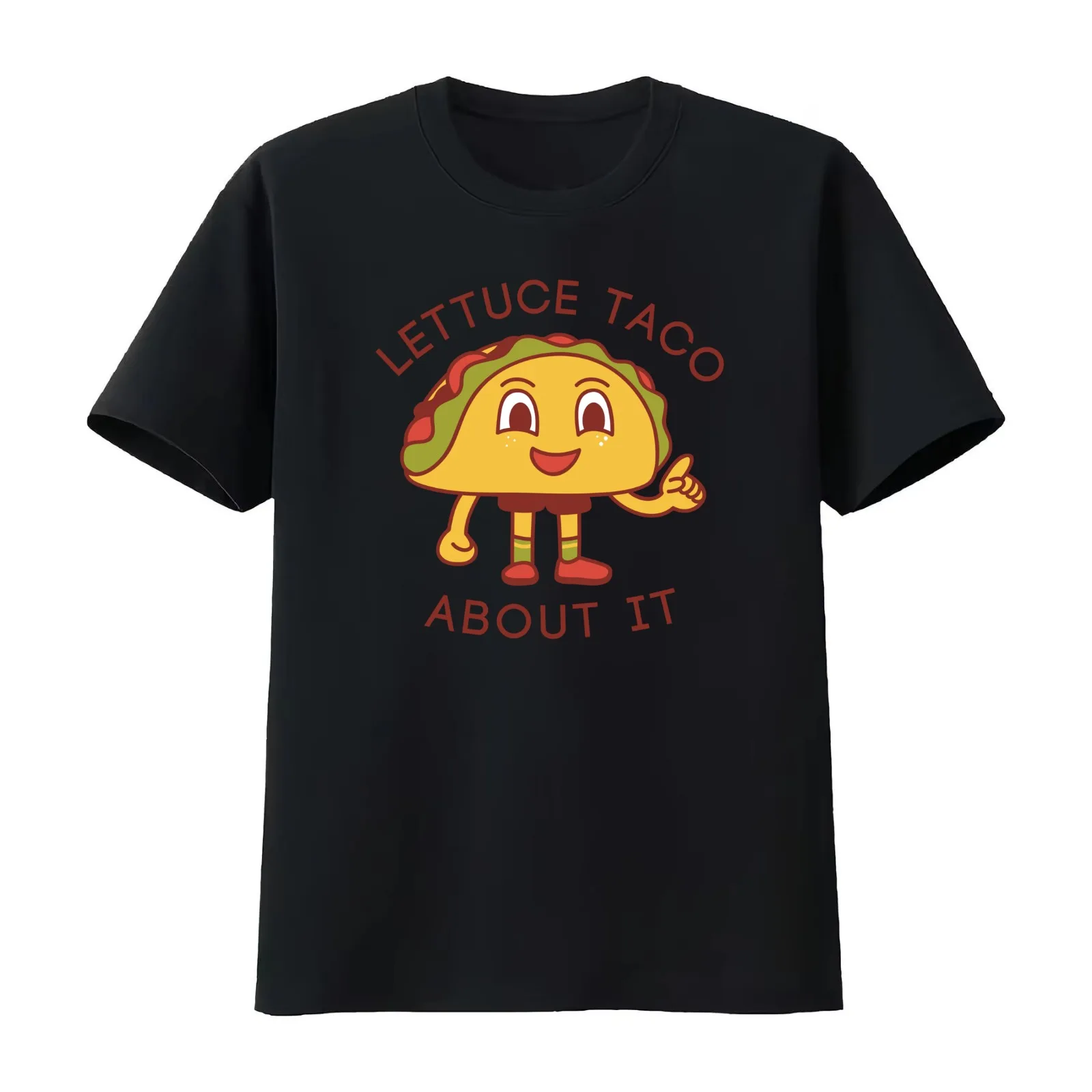 Lettuce Taco About It T-Shirt Summer Casual Cotton Tee Oversized Streetwear Tops Vintage Graphic Print Unisex Men Women