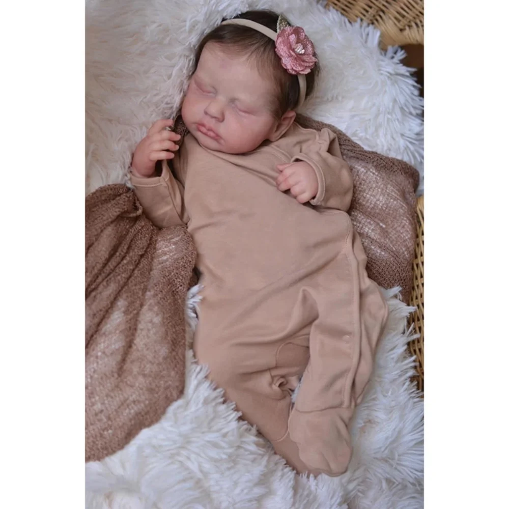 

19inch Bebe Reborn Dolls Loulou Full Body Vinyl Newborn Sleeping Baby Handmade 3D Painting Skin with Many Details Veins