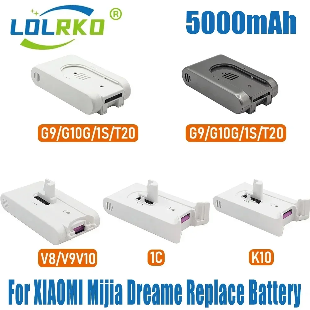 For Xiaomi Mijia Dreame Replacement Battery 5000mAh Vacuum Cleaner PartsFull Series G9 G10 1S T20 V8 V9 V10 K10 1C Battery 7S1P