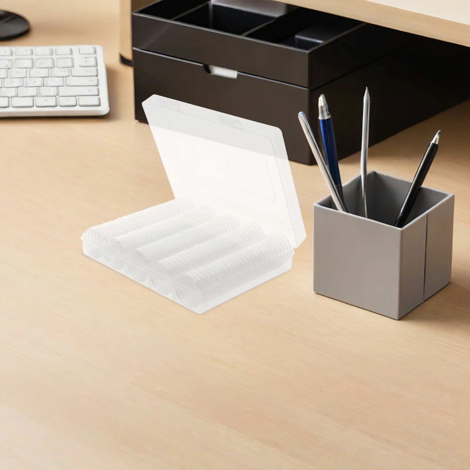 1Set Coin Collection Storage Box Transparent Lid Moistureproof Design High Precision Fit 17-30mm Coins Collectors Organizer