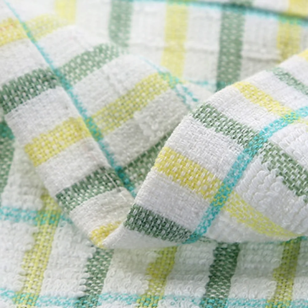 

Cotton Yarn Lint-Free Plaid Kitchen Rag Green Super Absorbent Oil Absorbing Non-Stick Window Glass Cleaning Cloth Washable