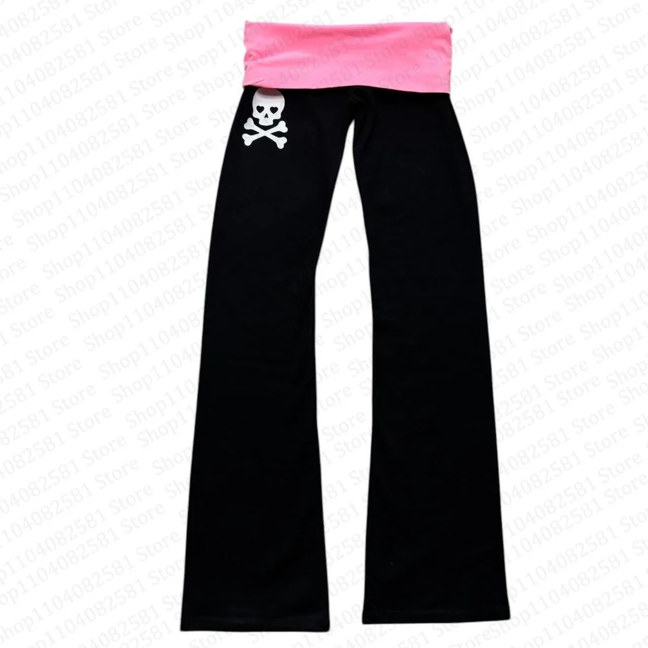 Aesthetic Fashion Skull Print Y2K Pants Rusty Rock Style Comfortable Wide Leg Pants Mock Gothic Retro Casual Women's Emo Girl