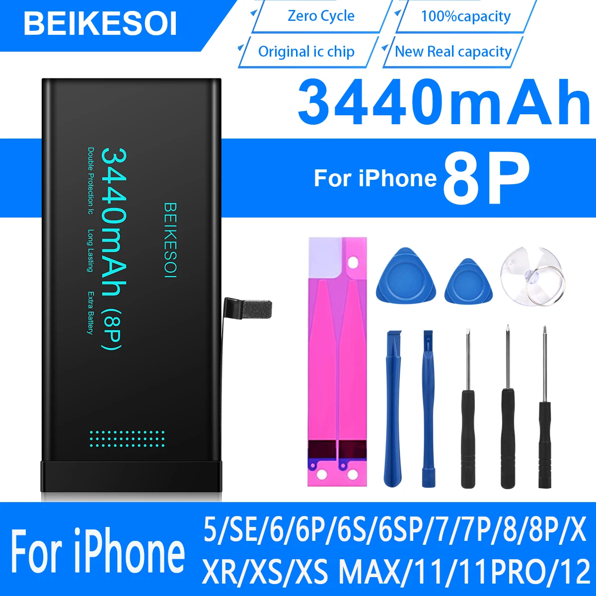 BEIKESOI Battery for iphone 8 PLUS 8P High Capacity Bateria For iPhone 8P 8 Plus Original IC chip battery