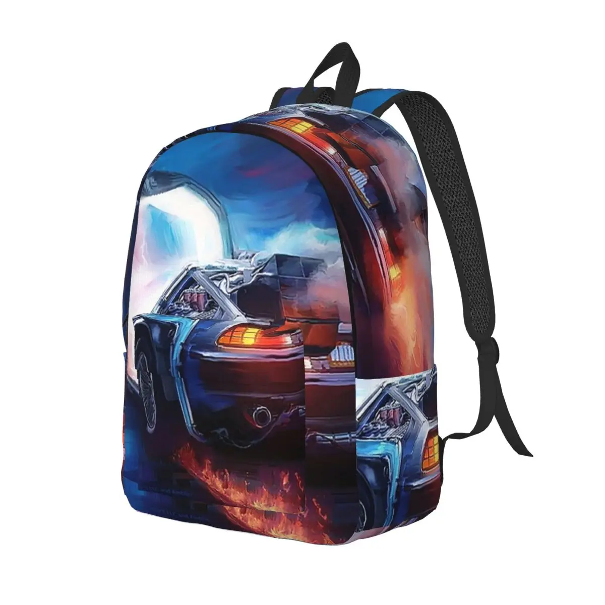 Back To The Future Delorean Time Machine Backpack Daypack Large Capacity Kids BookBag School Bag Shoulder Bags for Boys Girls