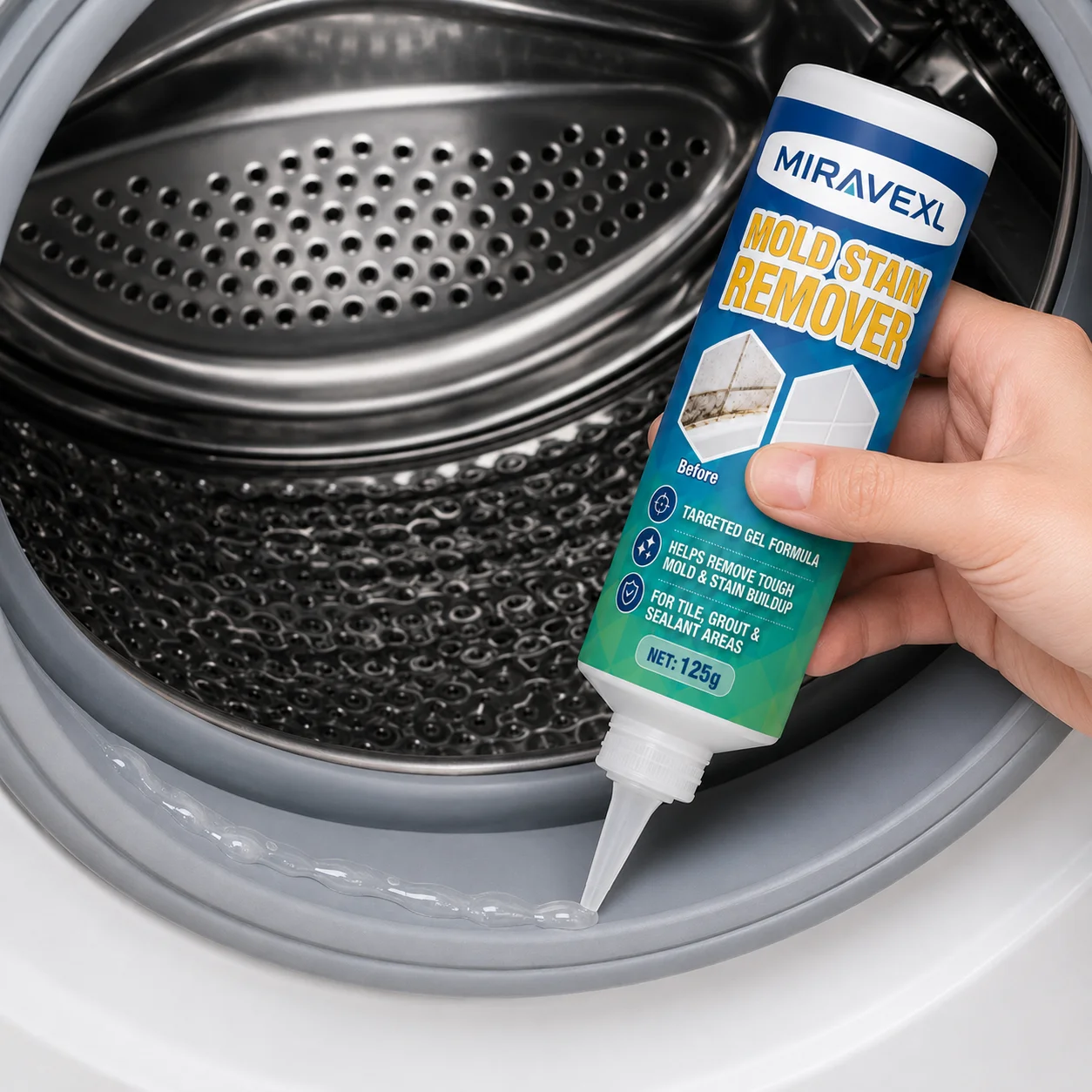 Gel Quitamanchas para Moldes, Limpiador de Lavadoras, para Azulejos de Baño, Juntas, Fregaderos, Refrigeradores, Cocina, Gel de Limpieza para el Hogar