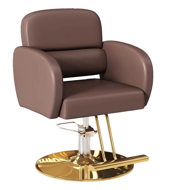 Modern Design Office Furniture Brown Leather Ergonomics Barber Chair Modern Salon For Leisure Facilities