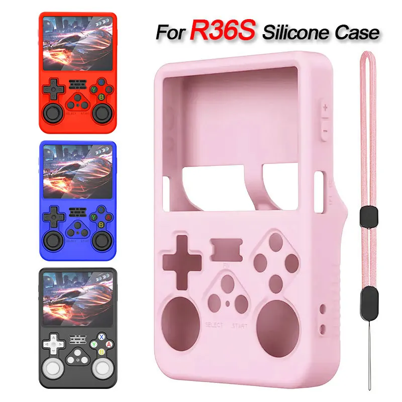 Protective Case For R36S Handheld Retro Video Game Console Soft Silicone Pink Skin Shell Shockproof Cover Accessories