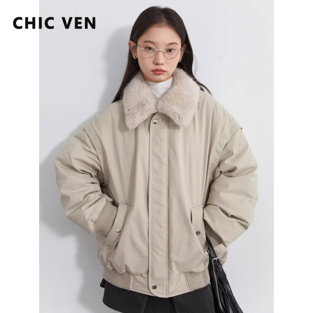 

CHIC VEN New Women White Duck Down Jacket Loose Casual 90 White Duck Down Coat Female Warm Overcoat Autumn Winter 2025
