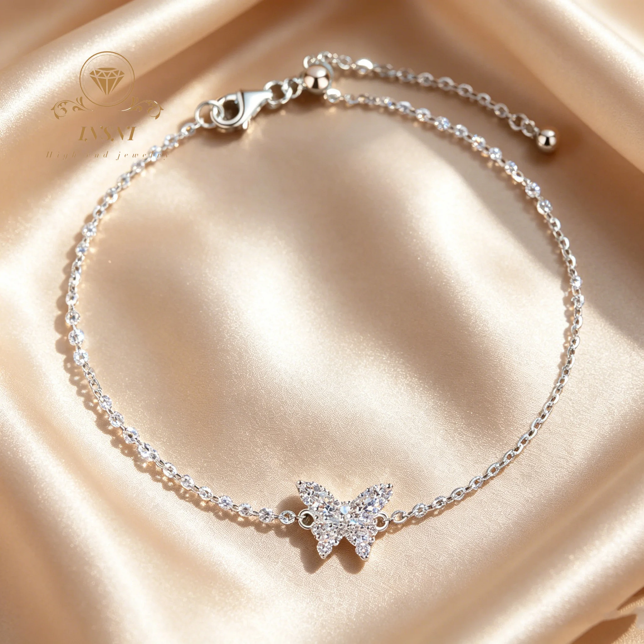 

S925 Sterling Silver Full Moissanite Bracelet Female Butterfly Sweet Cute Exquisite Simple Daily Versatile Jewelry Affordable