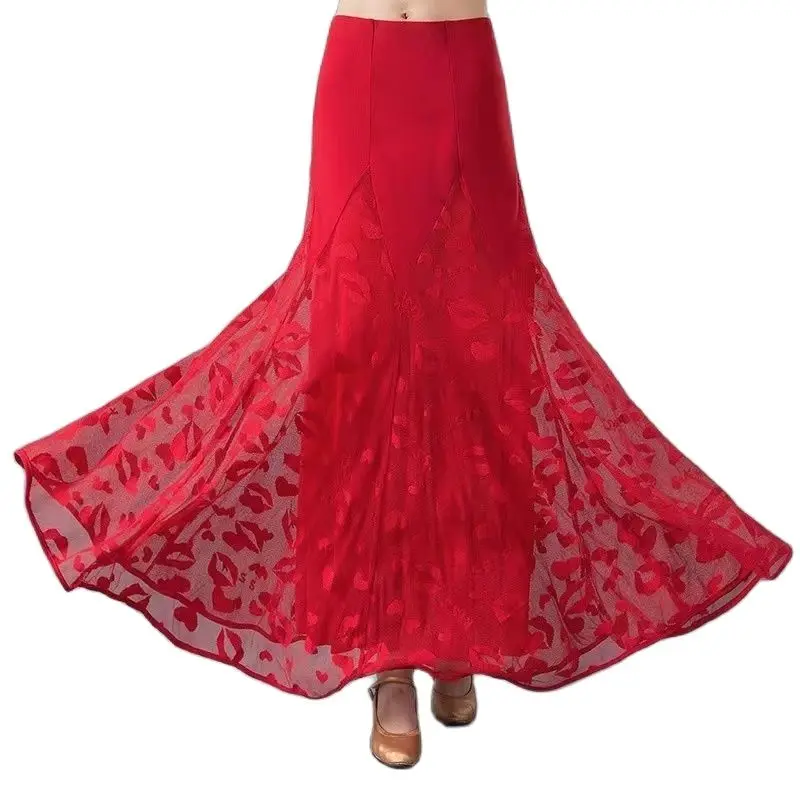 

Ballroom Dance Skirts For Women Modern Dance Skirt With Half Length And Big Swing Skirts For Female lace Large swing skirt