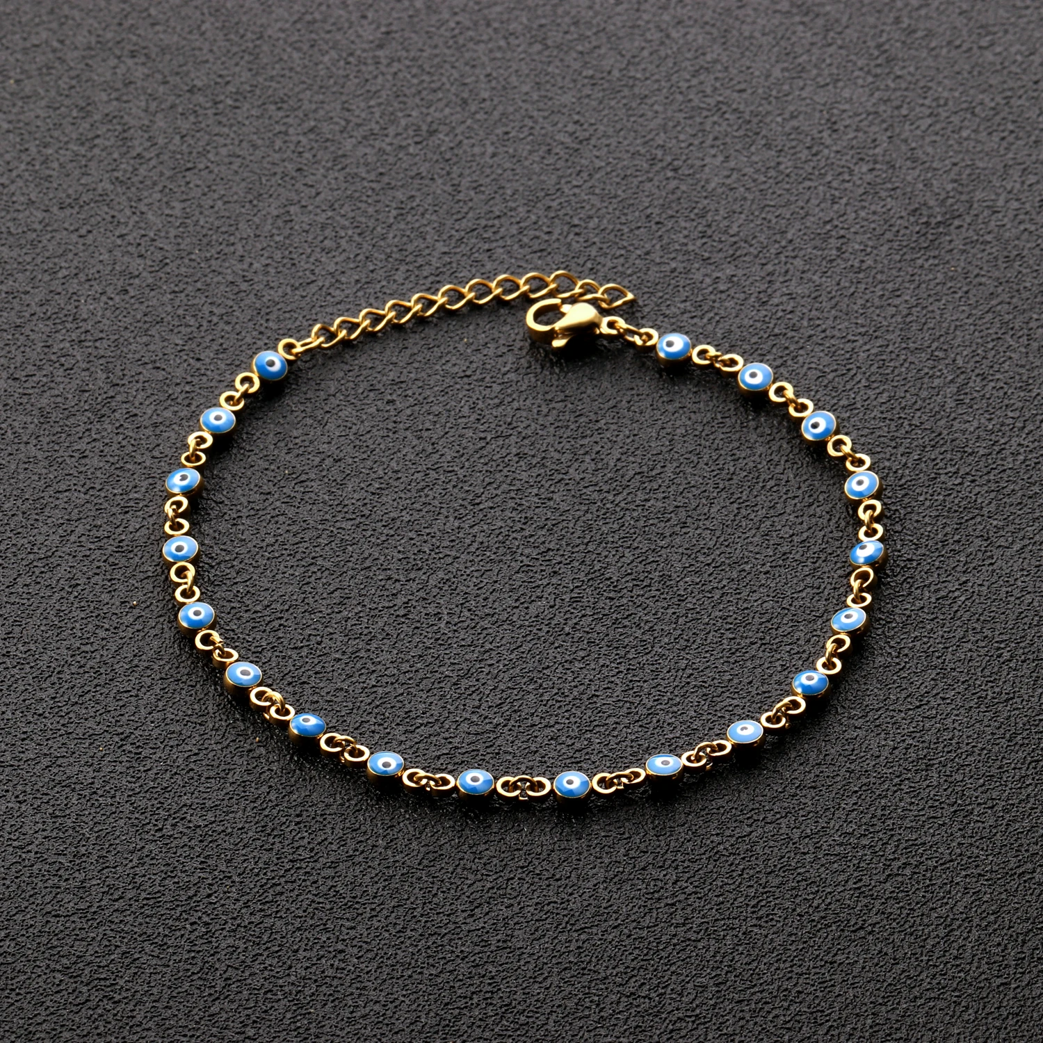 LUXUSTEEL Blue Evil Eye Charm Bracelet For Women Golden Color Stainless Steel Link Chains Adjustable Bangles Femme Accessories