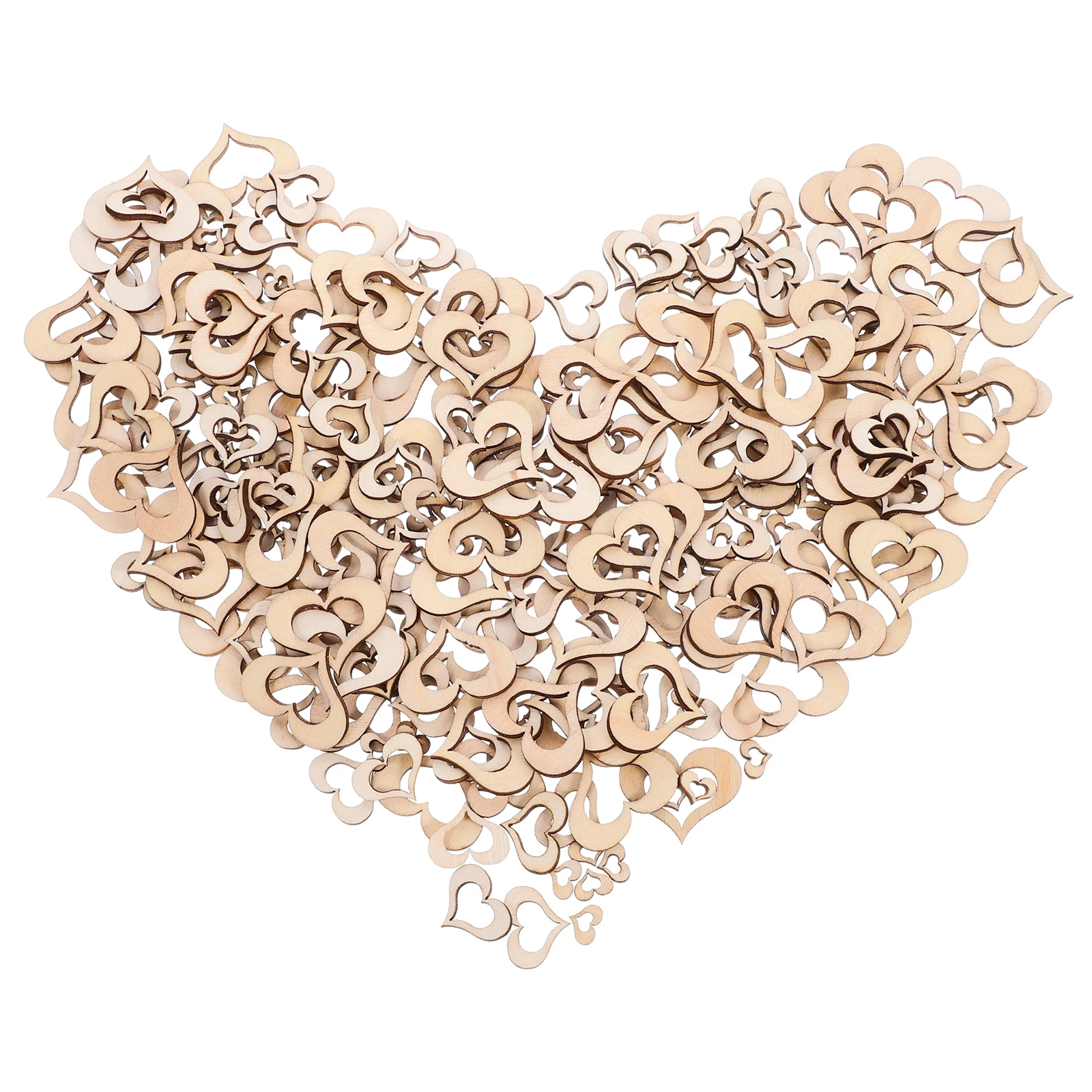 

300Pcs Heart Shape Wooden Cutouts Unfinished Wood Chips DIY Craft Supplies Kids Painting Wooden Crafts Heart Wood Discs
