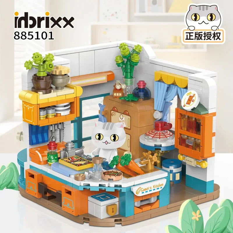 

Inbrixx Cat Kitchen Building Block Toy Kit Ideas Imitate Cooking Kitchen Restaurant Model DIY Assemble Brick Toys for Boys Girls