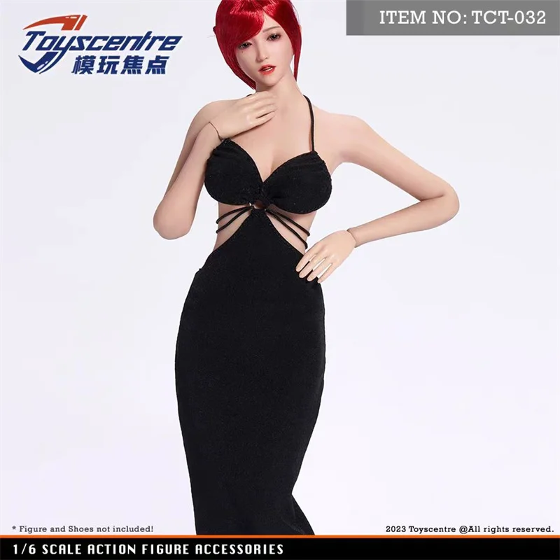 Toyscentre TCT-032 1/6 "tentara wanita punggung terbuka leher gantung hitam ketat gaun malam cocok 12" figur aksi Model tubuh boneka