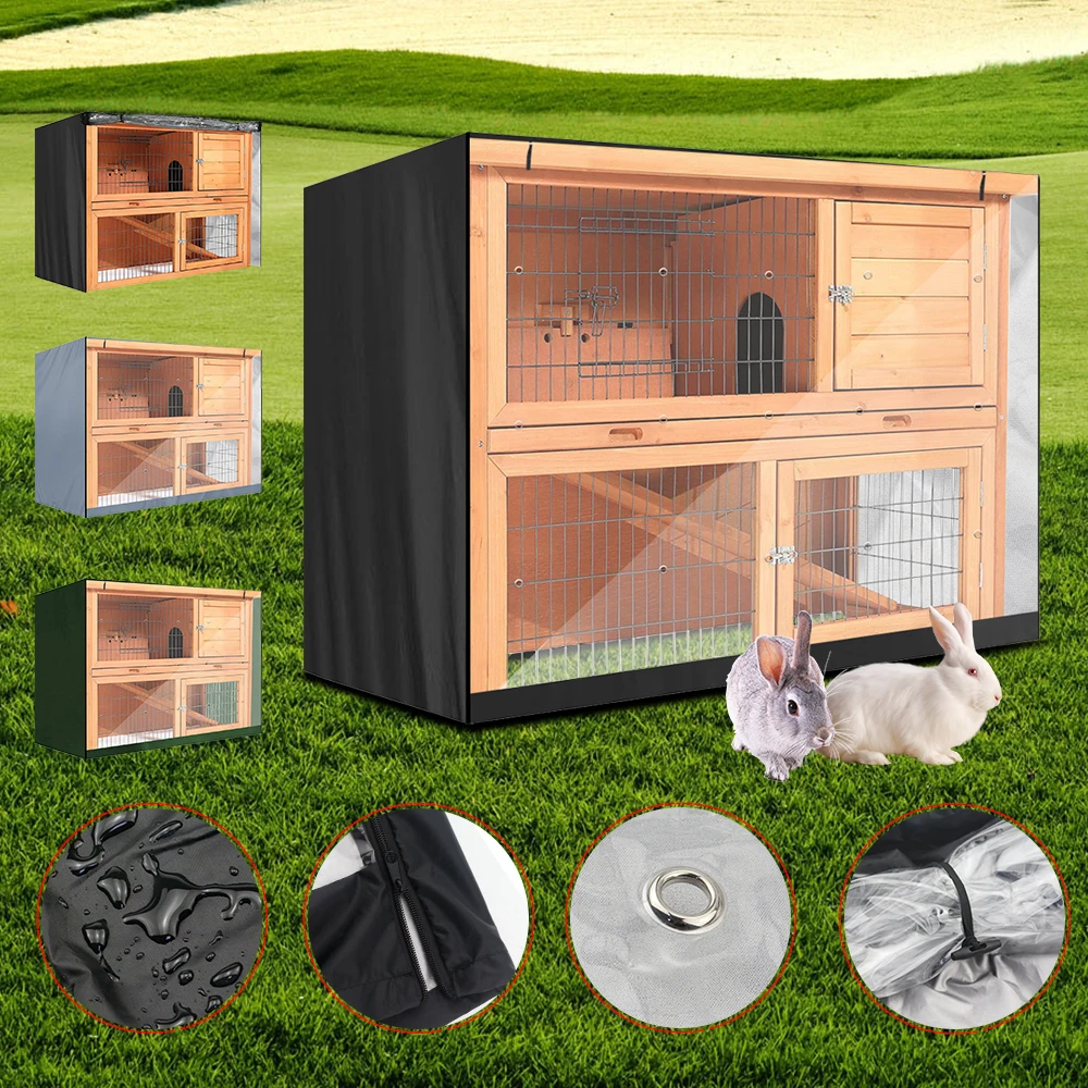 Black/Grey/Green Double Layer Rabbit Hutch Cover Dust Proof Moisture Resistant Cage Covers Pointed for for Pets House