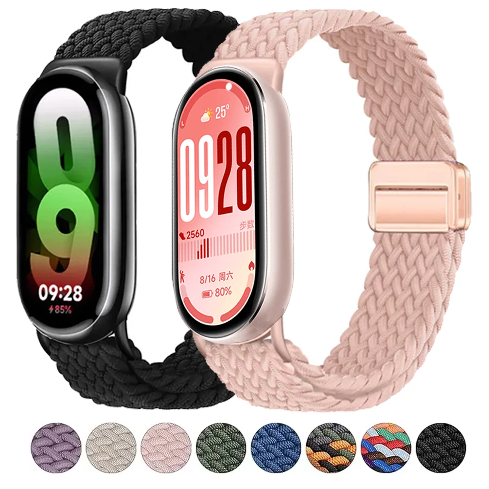 Magnetic Braided strap for Xiaomi Mi Band 10 Accessories breathable nylon Bracelet belt pulseira correas for Xiaomi Mi band 9 8