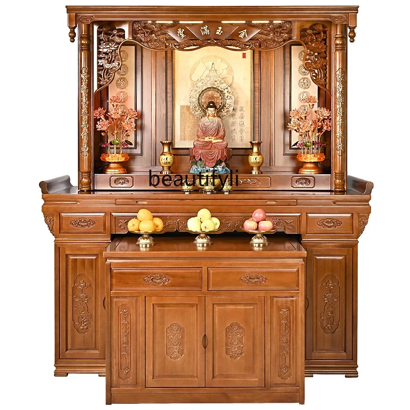 

Solid Wood Buddha Cabinet Buddha Niche New Chinese Style Clothes Closet Household Altar Cabinet Middle Hall Altar Buddha Shrine