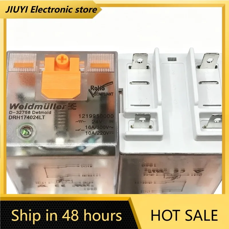 DRH174024LT Power Relay DC24V 4Pin 16A 300VAC Electromagnetic Relay Industrial Control Socket‑mount Replacement Parts