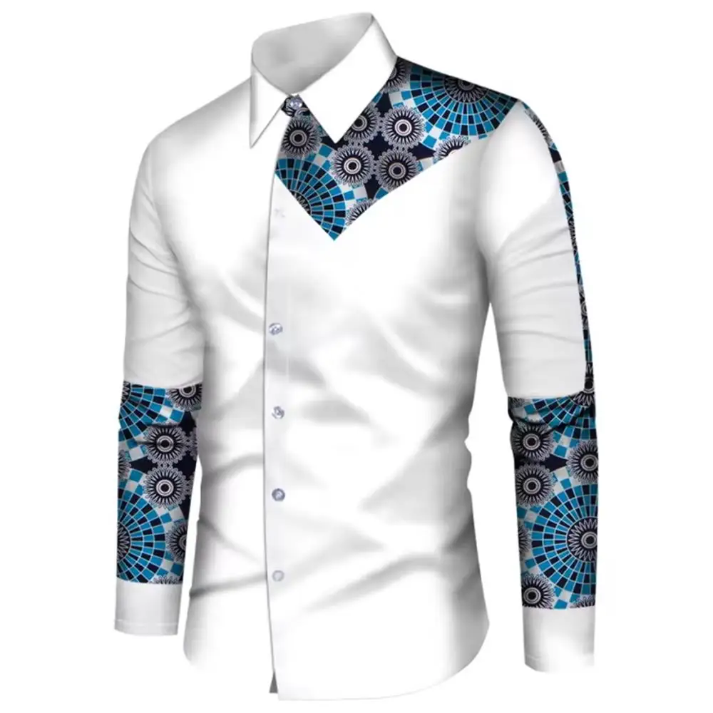 

Men's long sleeved shirt fashionable 3D design casual shirt retro printed shirt men's lapel button comfortable long sleeved shir