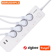 BORUIDAPLS Zigbee Multi-function Power Board 16A 4AC independent Socket Plug 2USB Voice Control Works With Tuya Smart Life H-ue