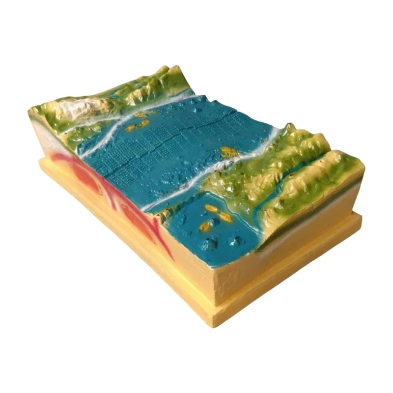 Plate Motion and Landform Teaching Model With Raised 3D Terrain, Visible Side Panels, PVC Geography Aid for Classroom K1KF