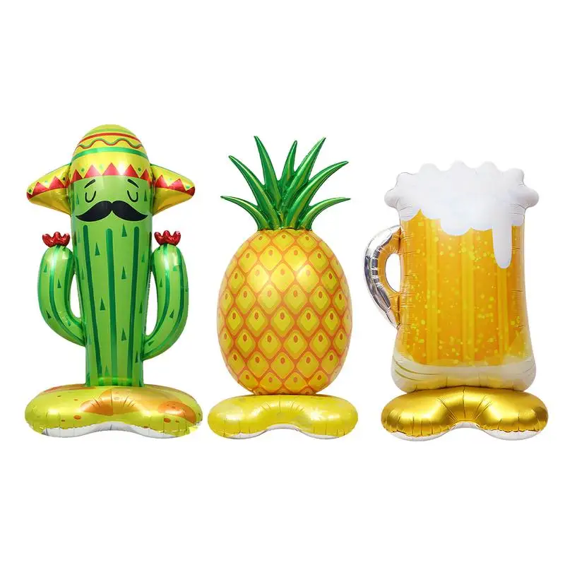 4D Giant Cactus Standing Balloons Pineapple Beer Foil Balloon for Mexican Party Decoration Fiesta Party Decorations