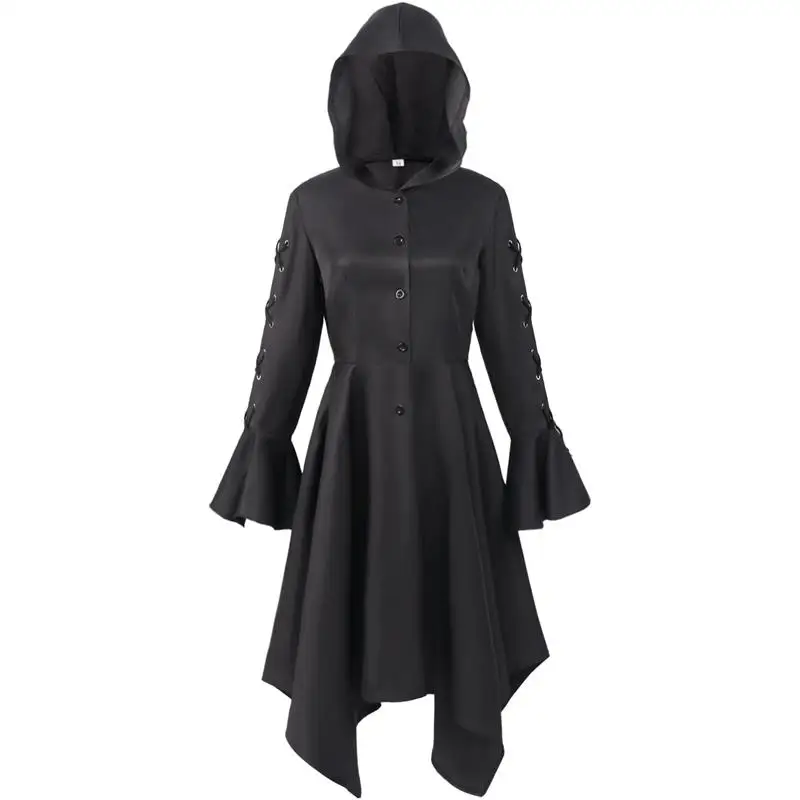 

Ladies Trench Coat 2023 Spring And Autumn New Gothic Style Hooded Irregular Fashion Casual Large Size Coat