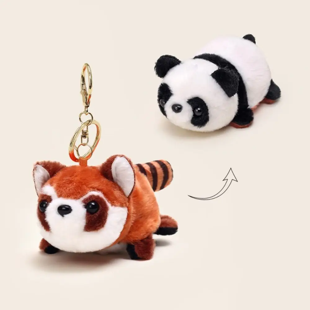 Double Sided Cartoon Doll Keychain Ailurus Fulgens Reversible Cute Key Ring Accessories Pendant Plush Hanging Ornament Teenage