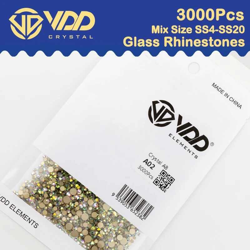 VDD 3000 pz Mix Size SS4-SS20 strass di cristallo trasparente Non hotfix oro Flatback Glitter pietre Nail Art artigianato decorazioni fai da te