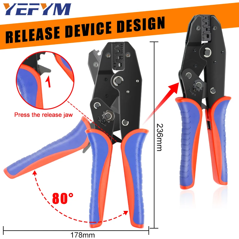 Crimping Tools Pliers YF-04B Wide choice of jaws for 2.8 4.8 6.3 VH3.96/Tube/Insulation/Coaxial Cable Terminals Electrical Tool