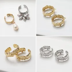 2PCS 14K Gold Plated Irregular Open Split Ring Handmade Brass DIY Ring Setting Jewelry Making Supplies Accessories