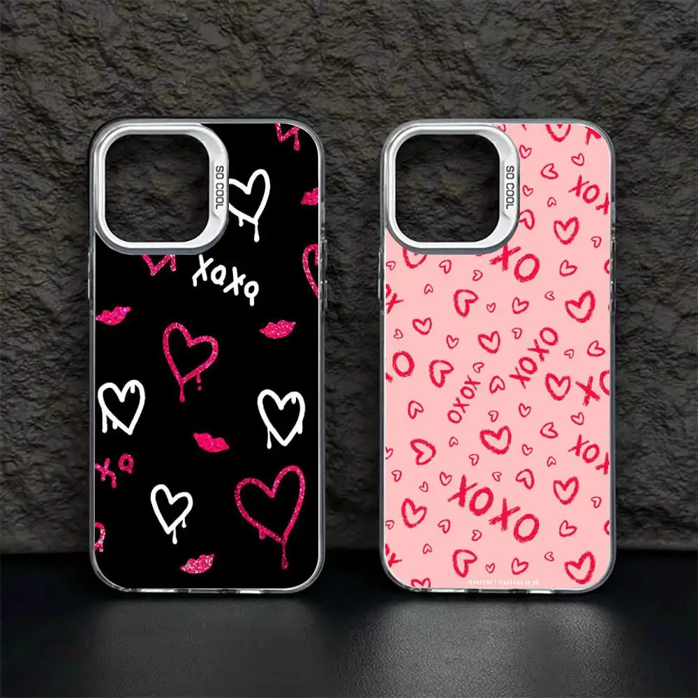 Fashion Xoxo pink girl COOL Phone Case White IMD Colorful Silver Suitable soft case for iPhone 16 15 14 13 12 11 XS Pro Max