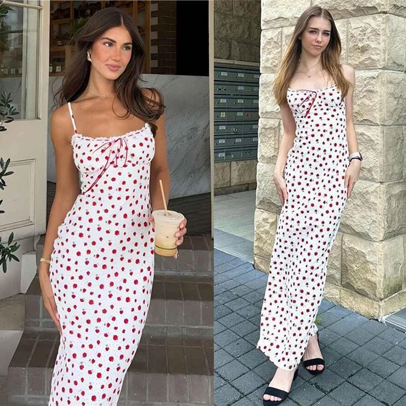 Print Trend Maxi Dresses Women Summer Hipster Suspendency Bandage Straight Bodycons Female Concise Street Vestidos