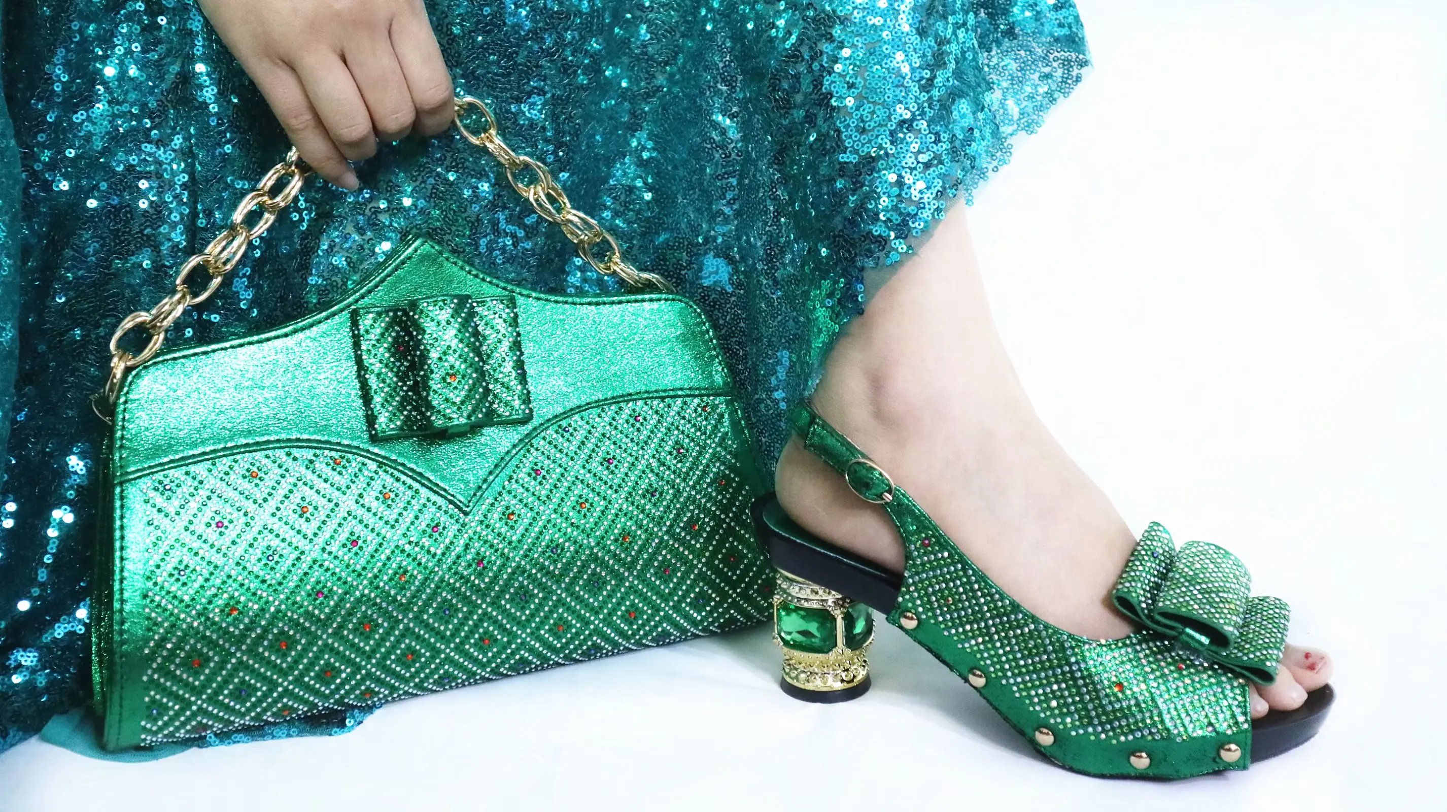 Italian Green Color Shoes And Bags To Match Set Nigerian Wedding Shoes Matching Bag Set Popular Designs