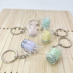 Car Backpack Keyring Bag Pendant Bubble Tea Keychain KawaiiMini Cup Pendants with Keychain Rings Milk Tea Cup Key Chain