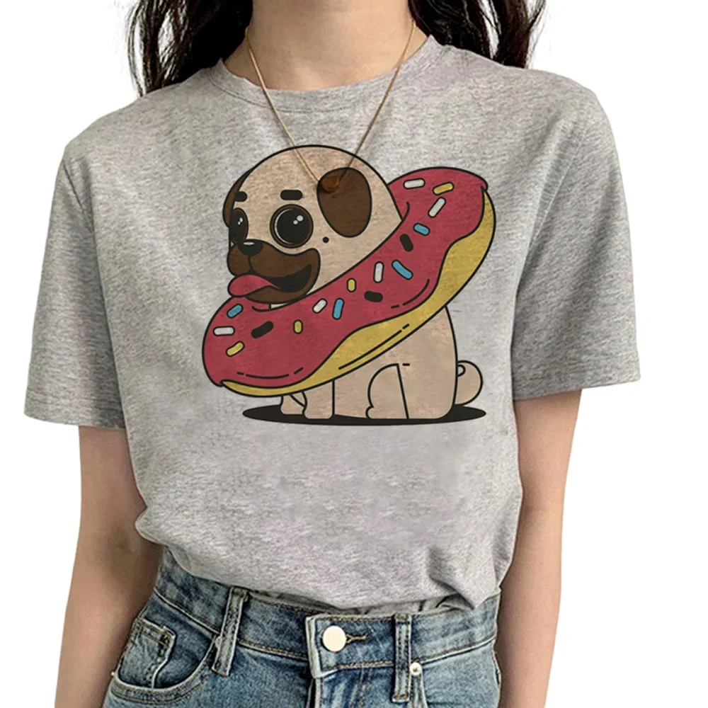 Classic Cartoon Pug Graphic T Shirts for Woman Comic Clothes Kawaii Dog Funny T-shirt Two-dimensional Harajuku Tee Streetwear