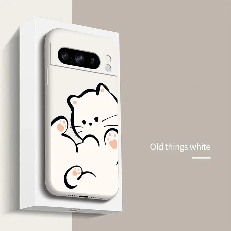 Pixel 8Pro Fluffy Kitten Bracelet Silicone Phone Case For Google Pixel 8Pro 3XL 3A 4 4A 8 8A 5 7 7A 9 9Pro 9ProXL 6A Cover