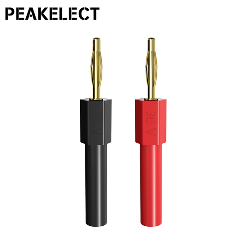 PEAKELECT P7020 10PCS 2mm Banana Plug Gold Plated Connectors with 4mm Socket 30V/10A For Speaker Test Probes Converter