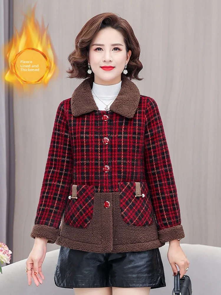 

Thiened Fce Cotton Jaet Faionable Warm Winter Coat for Middle-Aged And ly Women Mink Velvet Outerwear