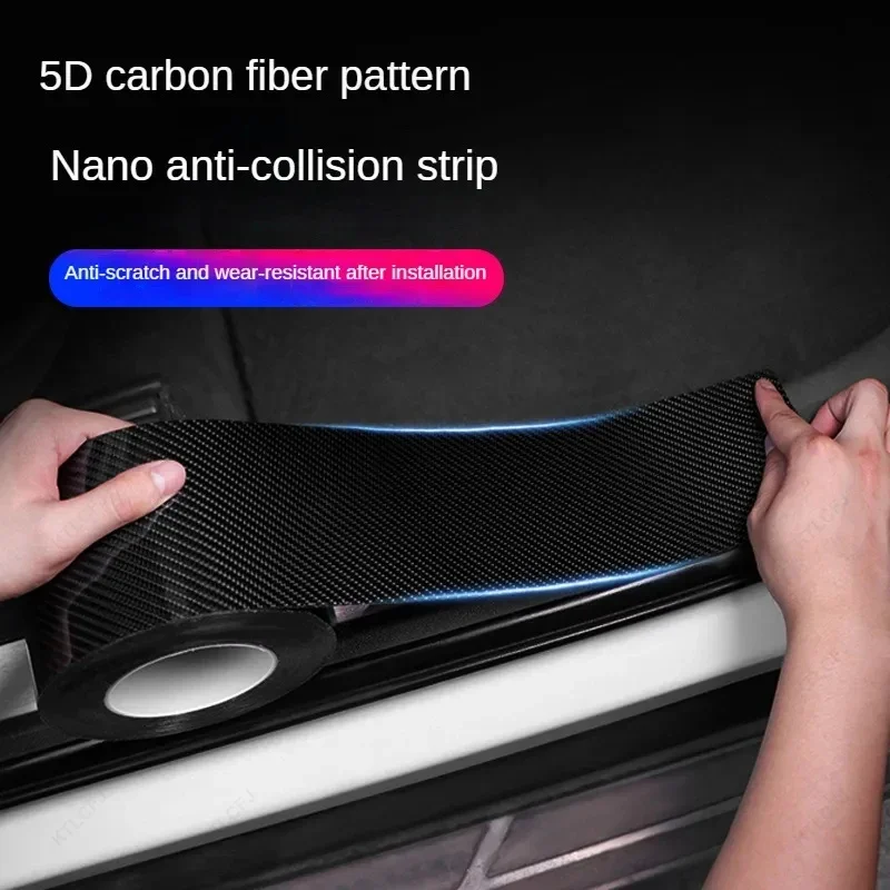 1PC Carbon Fiber Car Sticker Pasting Protective Strip Car Sill Rearview Mirror Anti Scratch Tape Waterproof Protective Film