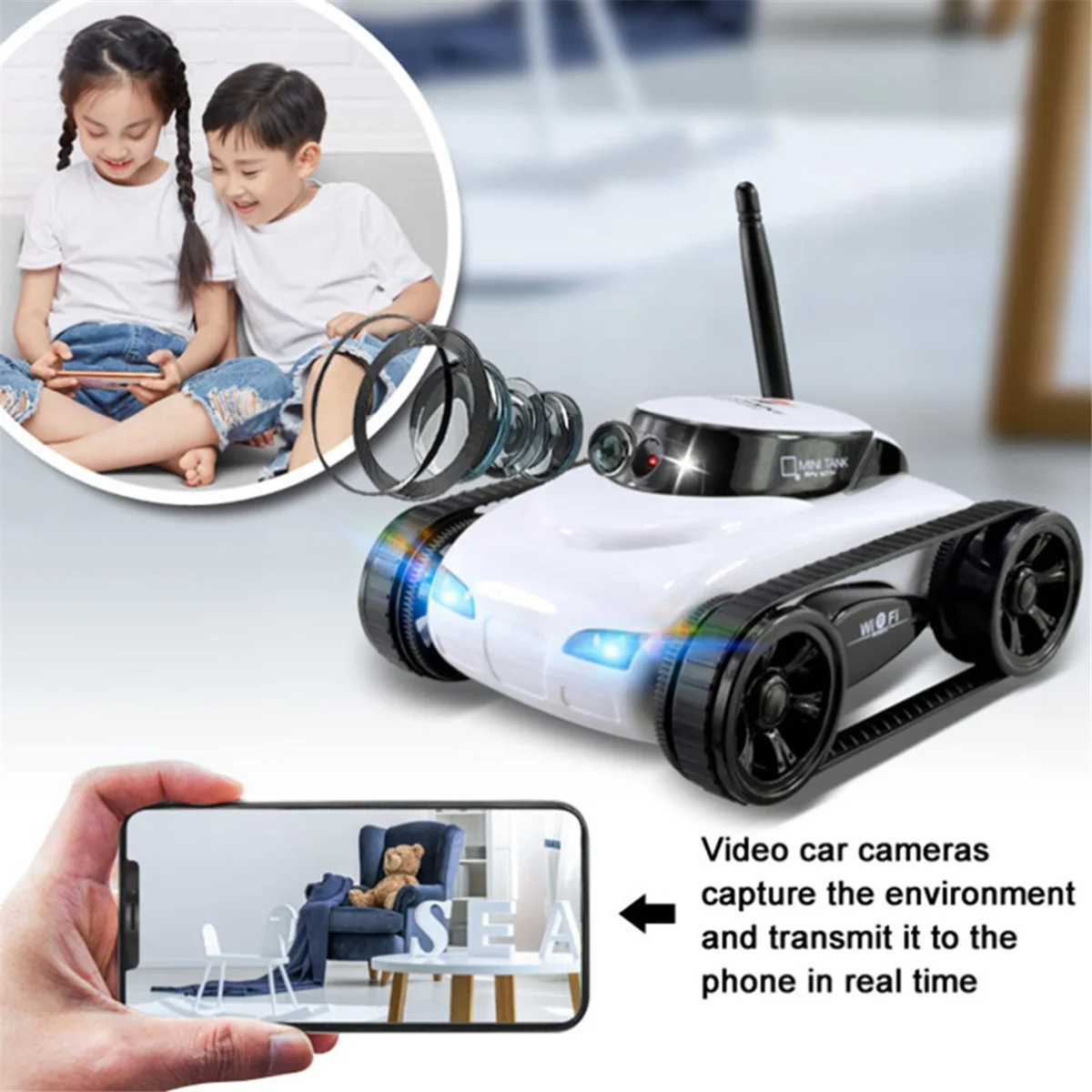 A42F  FPV WIFI RC Car Real Time Quality Mini Camera Video Remote Control Robot Tank Intelligent APP Wireless Toy for Kids